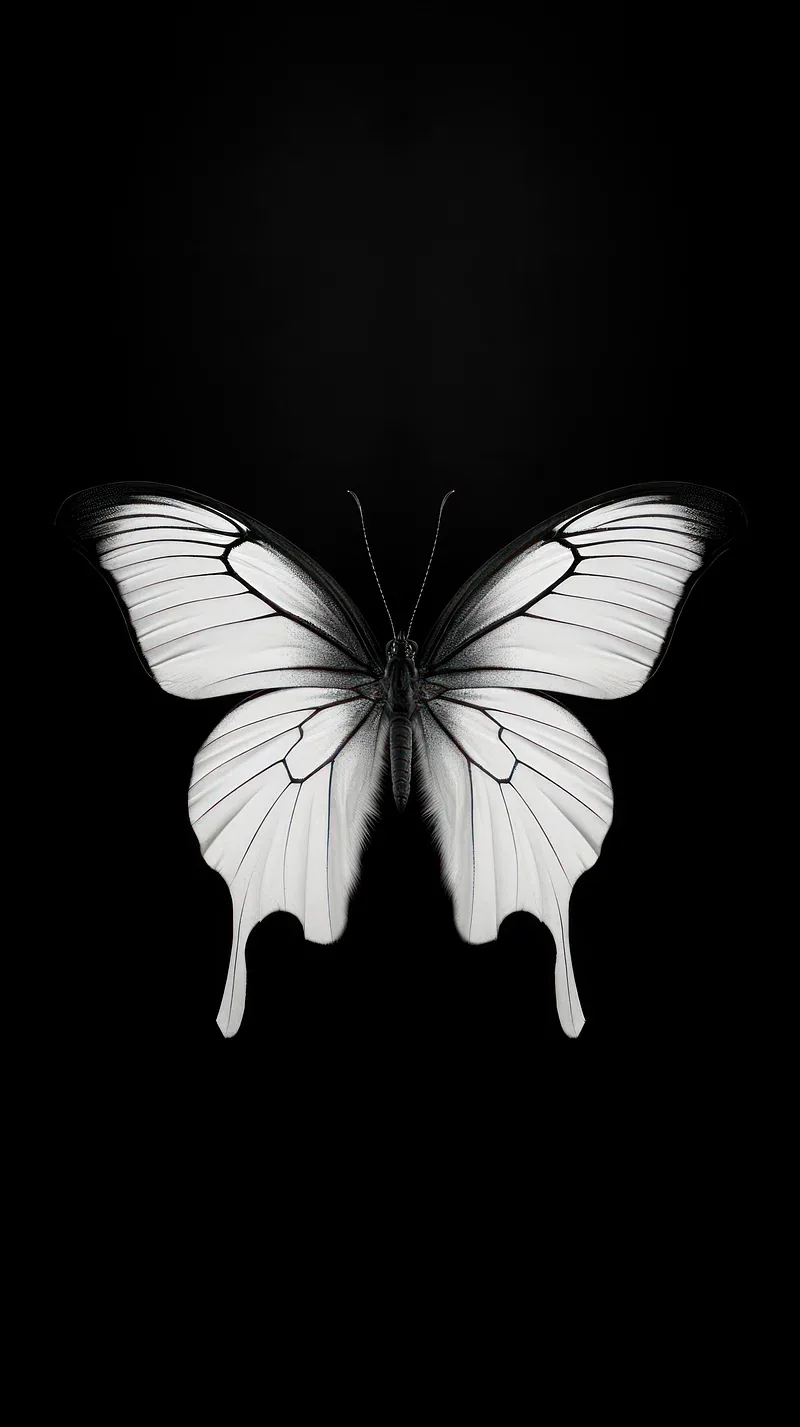 Dark Butterfly Wallpaper Butterfly Pattern Thin White Line On Black