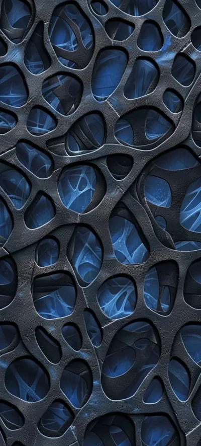 Abstract Blue and Black Circles Pattern Wallpaper
