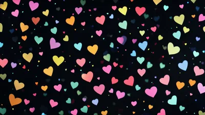 4k HD Wallpaper Cute Black Wallpaper with Pastel Hearts