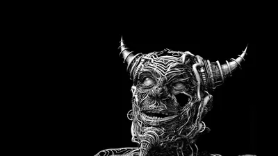 Horned Figure in Monochrome HD Wallpaper