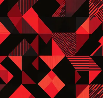 A red and black geometric pattern with a black and red design