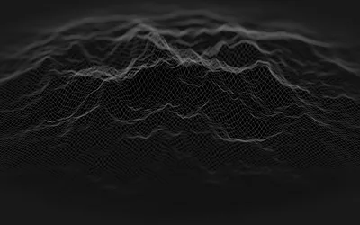 Grey Mesh Terrain Rising from Black HD Wallpaper