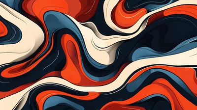 Retro Swirls in Red and Navy HD Wallpaper