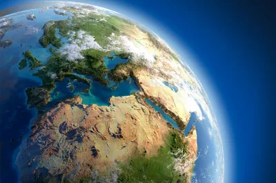 3D Terrain Map of Europe and Africa HD Wallpaper