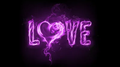 Love in Purple Smoke Lettering HD Wallpaper
