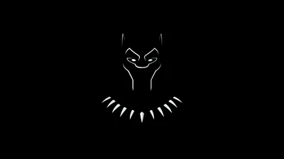 Black Panther Mask Outline on Black HD Wallpaper