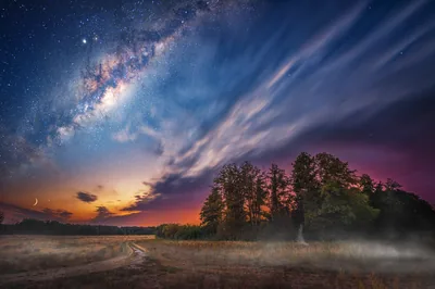 Twilight Sky with Milky Way and Clouds HD Wallpaper