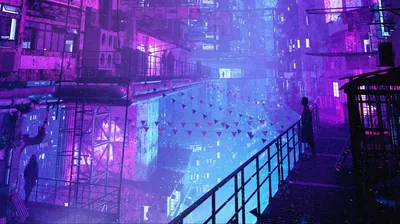 wallpaper city, night, buildings, light, neon, dark tablet, laptop hd