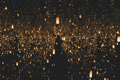 Golden Lanterns Filling the Dark HD Wallpaper