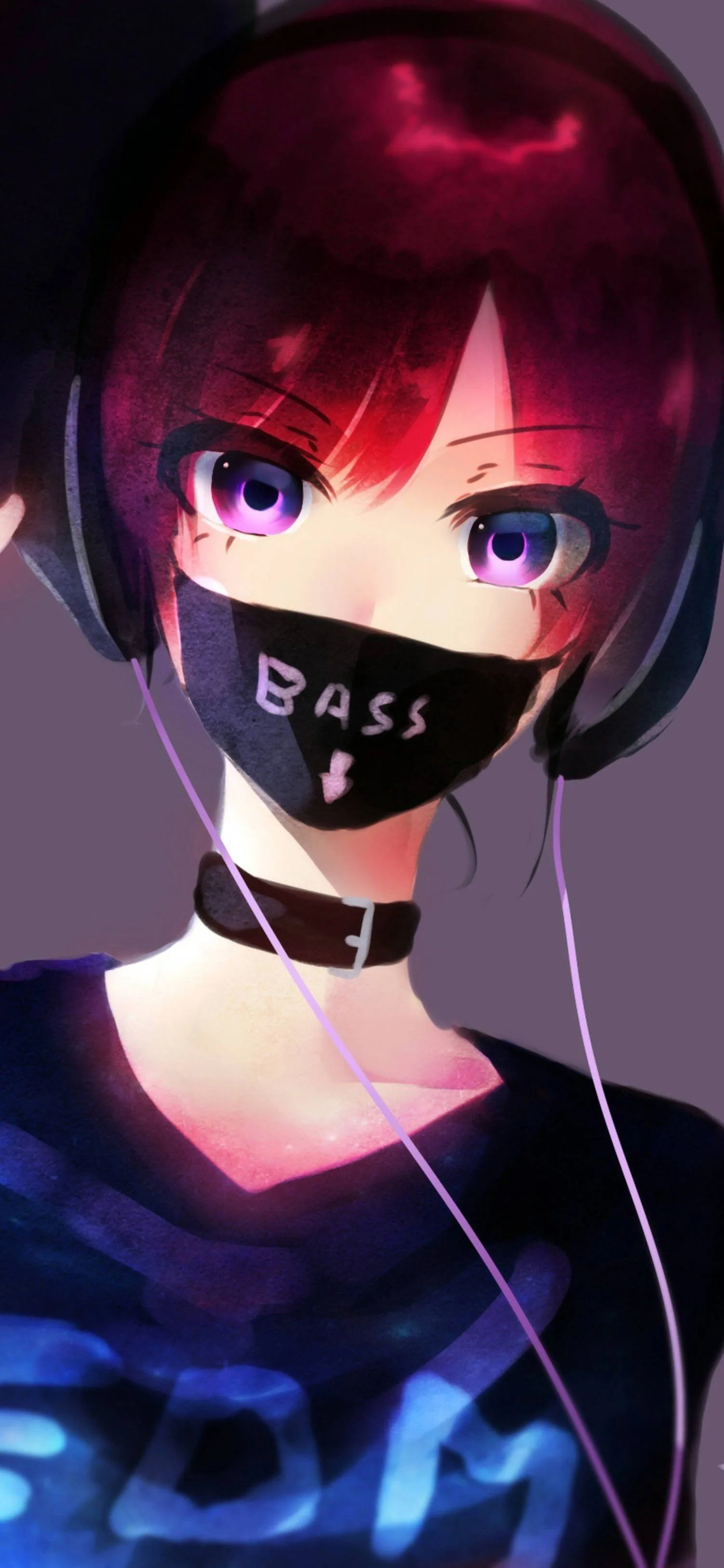 Mysterious Anime Girl in Black Mask 4K iPhone Wallpaper