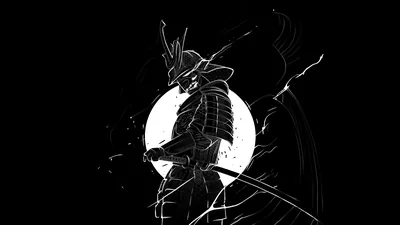 Armored Samurai Before the Moon HD Wallpaper