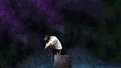Alone Boy Anime Starry Dark Sky Picture