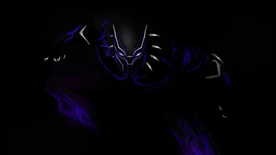 Panther Hero Glowing in Purple Neon HD Wallpaper