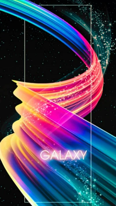 Aurora Ribbon with Galaxy Logo HD Phone Wallpaper