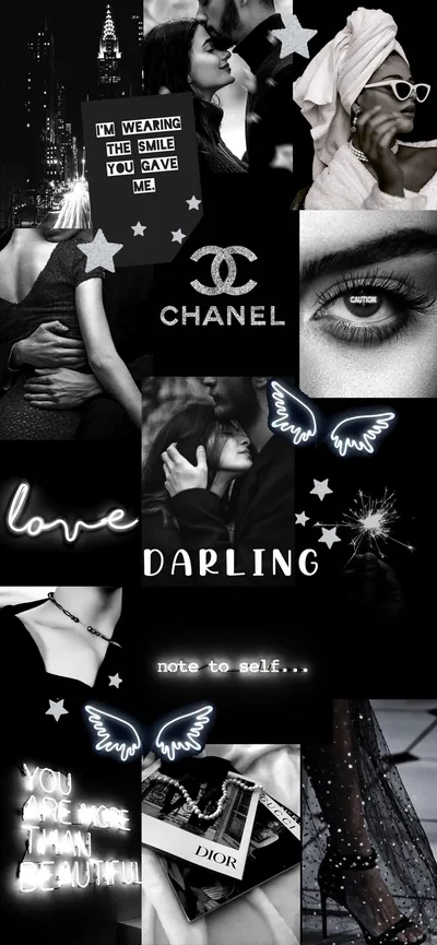 Monochrome Fashion Collage for Phone HD Wallpaper