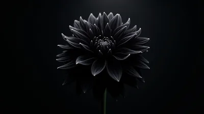 Black Dahlia Bloom on Black HD Wallpaper