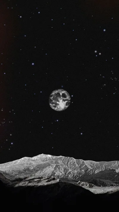 Moon Above a Rocky Ridge HD Phone Wallpaper