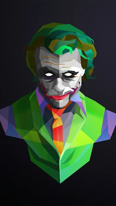 Polygonal Joker Bust With White Eyes HD Phone Wallpaper