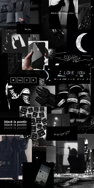 Dark Aesthetic Photo Collage HD Phone Wallpaper