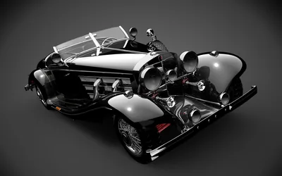 Desktop wallpaper Vintage Car, Vehicles, Black Car, Car, Mercedes, Roadster, Vehicle