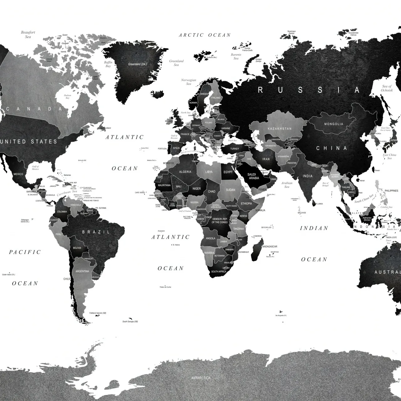 Monochrome Wallpaper 4K, World map, Black and White, 5K