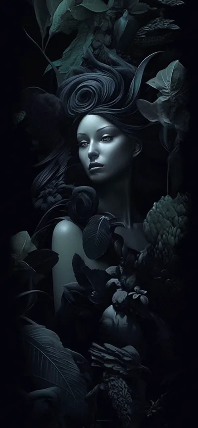 Woman in Dark Foliage Portrait HD Phone Wallpaper