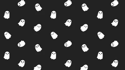 Little Ghosts Black Background HD Cute Halloween Wallpapers