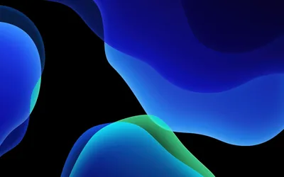 Blue and Green Fluid Waves on Black HD Wallpaper