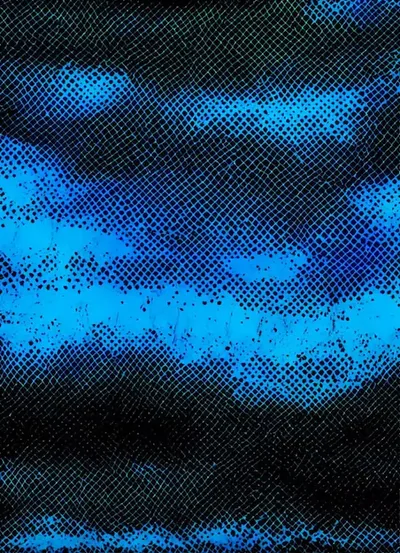 A blue abstract background with a dark blue and black pattern