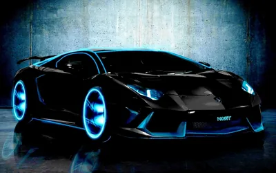 Aventador with Glowing Blue Wheels HD Wallpaper