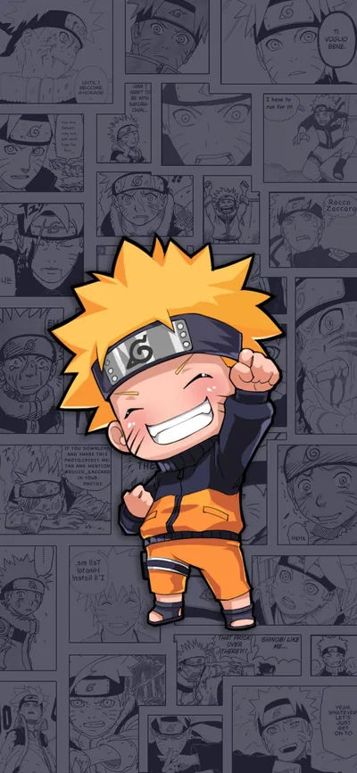 Chibi Naruto on Manga Panels HD Phone Wallpaper
