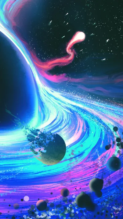 Black Hole Pulling In Planets HD Phone Wallpaper