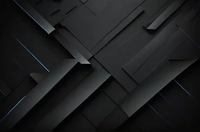 Black Geometric Panels with Blue Edges HD Wallpaper