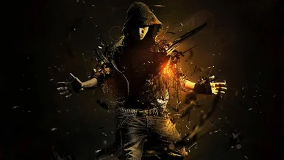 Hooded Warrior in Golden Fire HD Wallpaper