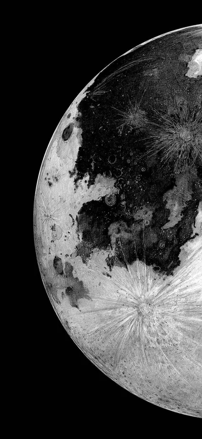 Lunar Craters in Sharp Monochrome HD Phone Wallpaper