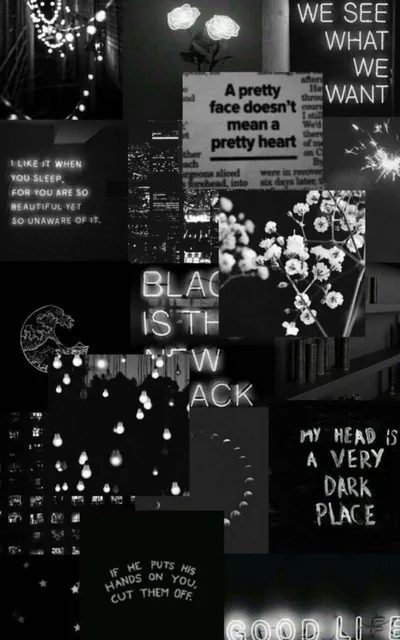 Quote Collage in Black and White HD Phone Wallpaper