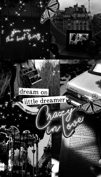 Paris Night Collage in Grayscale HD Phone Wallpaper