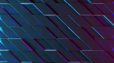 Diagonal Metal Panels with Neon Edges HD Wallpaper