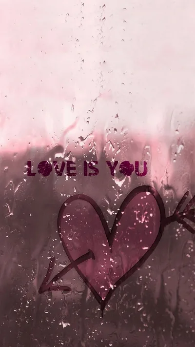 Heart Drawn on a Rainy Window HD Phone Wallpaper