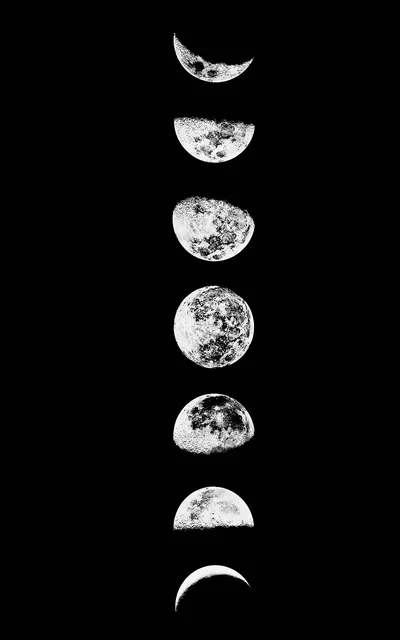 Moon Phases Down a Black Frame HD Phone Wallpaper