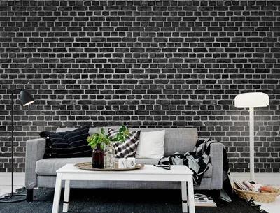Wallpaper Brick Wall, Black Black Black & White Dark Wall Murals Repeat Pat