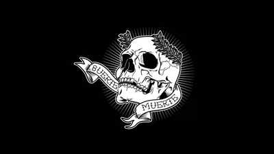 Tattoo Skull with a Ribbon Banner HD Wallpaper