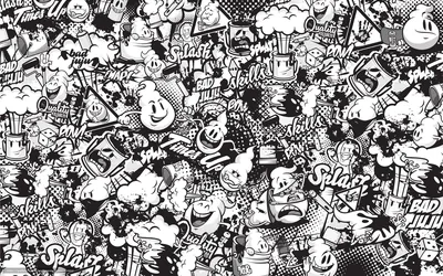 Hipster Black & White Artistic Graffiti Wallpaper