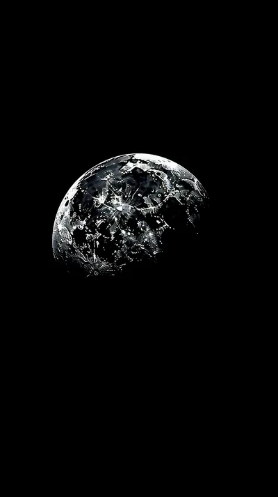 Half-Lit Moon in Monochrome HD Phone Wallpaper