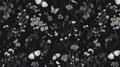 Black Wallpaper With Butterflies Wallpaper and Background