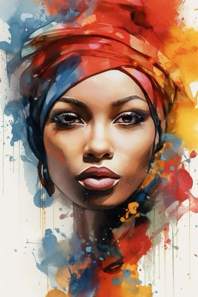 Abstract African Woman, Wall Art, African Lady Watercolor, Home Decor