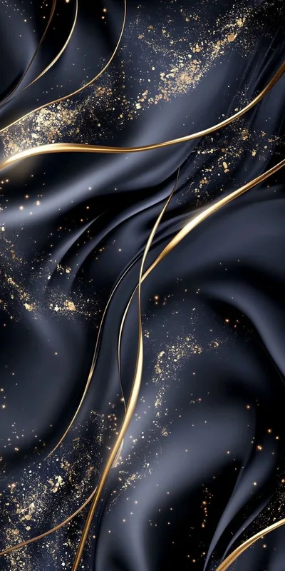 Navy Silk Waves with Gold Veins HD Phone Wallpaper
