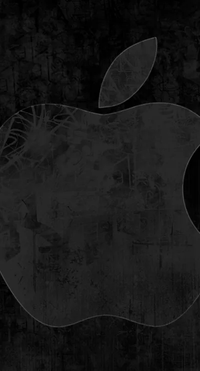 Weathered Apple Logo in Dark Grey HD Phone Wallpaper