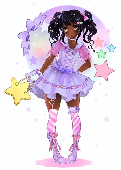 Pastel Magical Girl with a Star Wand HD Phone Wallpaper