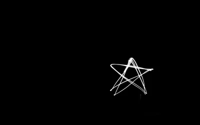 White Line Star Drawing on Black HD Wallpaper